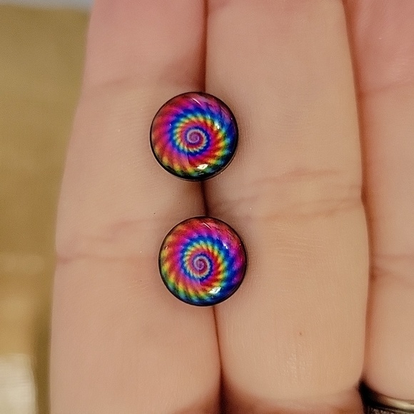 Jewelry - 🔥LAST PAIR🔥 Tie-Dye Swirl Bullet Stud Earrings